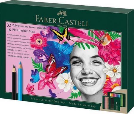 Barevné pastelky "Polychromos & Pitt Graphite Matt", 32 barev, 40 ks, sada, FABER-CASTELL
