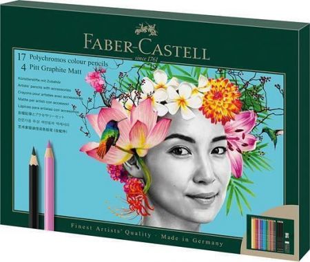 Barevné pastelky "Polychromos & Pitt Graphite Matt", 17 barev, 23 ks, sada, FABER-CASTELL