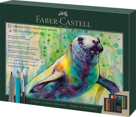 Akvarelové pastelky "Albrecht Dürer &amp; Pitt Artist Pen", 32 barev, 37 ks, sada, FABER-CASTE