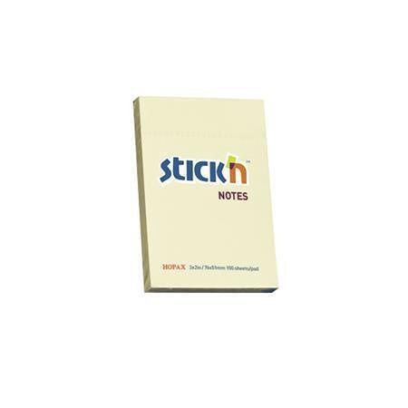 Samolepicí bloček, pastelově žlutá, 76 x 51 mm, 100 listů, STICK N 21006