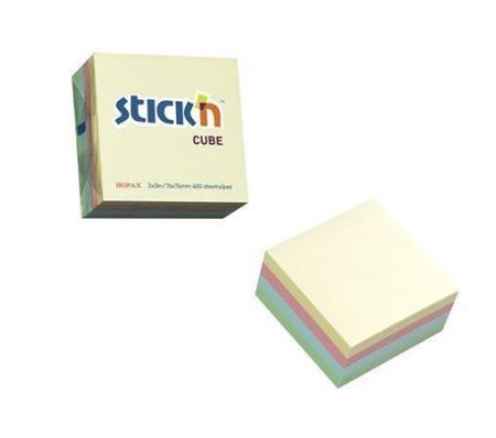 Samolepicí bloček, mix pastelový barev, 76 x 76 mm, 400 listů, STICK N 21013