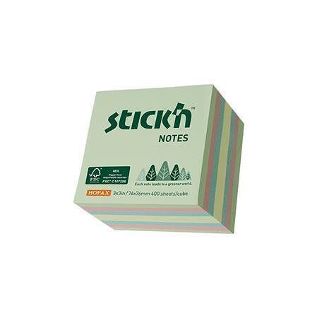 Samolepicí bloček, mix lesních pastelový barev, 76 x 76 mm, 400 listů, STICK N 21891