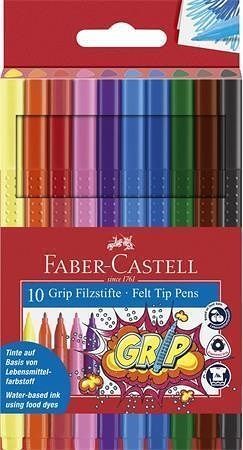 Fixy "Grip", 10 barev, trojhranné, FABER-CASTELL
