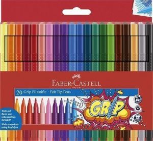 Fixy "Grip", 20 barev, trojhranné, FABER-CASTELL