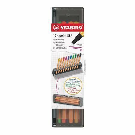 Liner "Point 88", 10 barev, 0,4 mm, sada na stůl, STABILO 8810-5