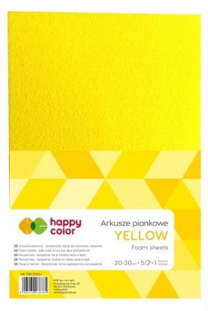 Dekorační pěna bez lepidla žlutá, A4, 5 listů. Happy Colo
