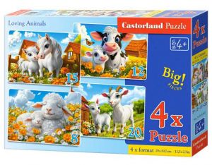 Puzzle Castorland 4v1 (8,12,15,20 dílků) Milující zvířátka (Loving animals) 
