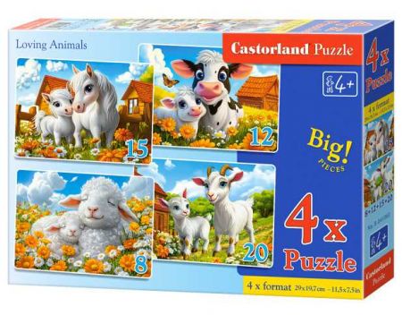Puzzle Castorland 4v1 (8,12,15,20 dílků) Milující zvířátka (Loving animals)