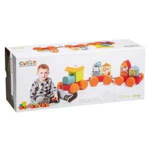 CUBIKA 14002 Tahací pohádkový vláček - dřevěná skládačka 10 dílů