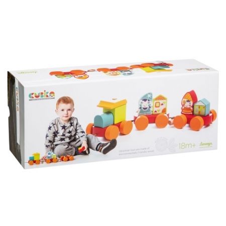CUBIKA 14002 Tahací pohádkový vláček - dřevěná skládačka 10 dílů