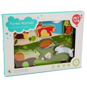 Lucy & Leo 225 Lesní zvířátka -dřevěné vkládací puzzle 7 dílů