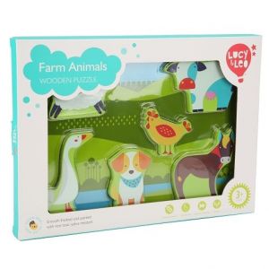 Lucy &amp; Leo 226 Zvířátka na farmě - dřevěné vkládací puzzle 7 dílů