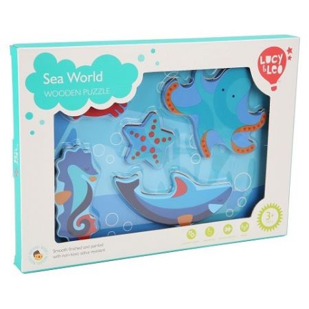 Lucy & Leo 227 Mořští živočichové - dřevěné vkládací puzzle 6 dílů