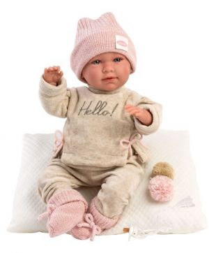 Llorens 74020 NEW BORN - realistická panenka miminko se zvuky a měkkým látkovým tělem - 42
