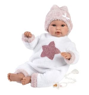 Llorens 63648 NEW BORN - realistická panenka miminko se zvuky a měkkým látkovým tělem - 36