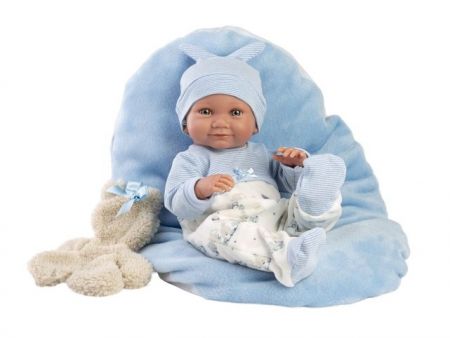 Llorens 73807 NEW BORN CHLAPEČEK - realistická panenka miminko s celovinylovým tělem - 40