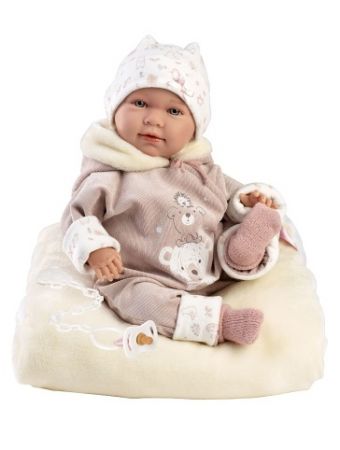 Llorens 74106 NEW BORN - realistická panenka miminko se zvuky a měkkým látkovým tělem - 42