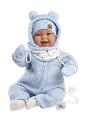 Llorens 84479 NEW BORN - realistická panenka miminko se zvuky a měkkým látkovým tělem - 44