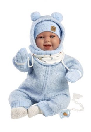Llorens 84479 NEW BORN - realistická panenka miminko se zvuky a měkkým látkovým tělem - 44
