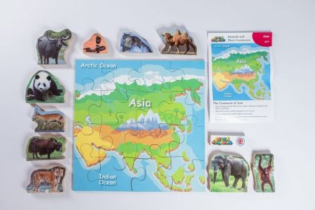 Just Jigsaws 773 Asie a její zvířata - dřevěné puzzle 16 dílů a 10 zvířat