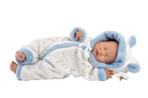 Llorens 63311 LITTLE BABY - spící realistická panenka miminko s měkkým látkovým tělem - 32