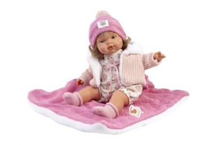 Llorens 38572 LOLA - realistická panenka se zvuky a měkkým látkovým tělem - 38 cm