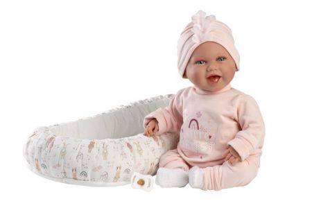 Llorens 74122 NEW BORN - realistická panenka miminko se zvuky a měkkým látkovým tělem - 42