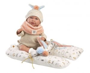 Llorens 74128 NEW BORN - realistická panenka miminko se zvuky a měkkým látkovým tělem - 42