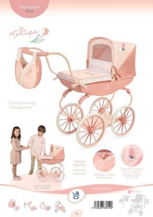 DeCuevas 87074 Kočárek pro panenky hluboký Tulipe 2025 - 68 cm