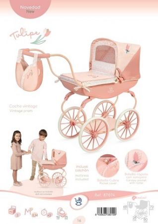 DeCuevas 87074 Kočárek pro panenky hluboký Tulipe 2025 - 68 cm