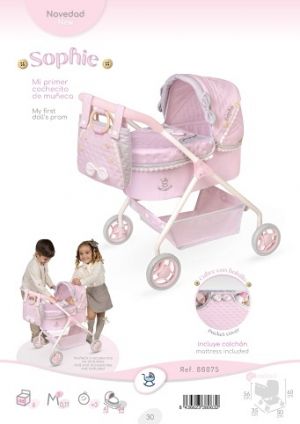 DeCuevas 86075 Můj první kočárek pro panenky s taškou Sophie 2025 - 56 cm