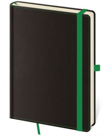 Linkovaný zápisník Black Green L / 14,3cm x 20,5cm / BB424-3