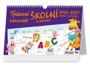 Kalendář stolní Týdenní školní plánovací kalendář 2026/2027 / 24cm x 19cm / CKS0791