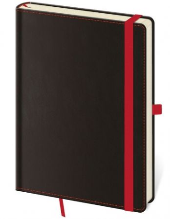 Tečkovaný zápisník Black Red L (čtverečkovaný)