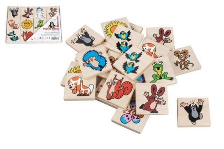 Pexeso Krtek společenská hra 24 dřevěných kamenů v krabičce 17x13x1,5cm