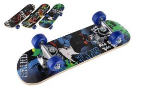 Skateboard drevěný 43cm 3 barvy ve fólii