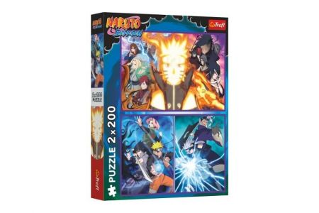 Puzzle 2v1 Nindža z vesnice Hidden Leaf/Naruto 2x200 dílků 41x27,5cm v krabici 26x34x4,5cm