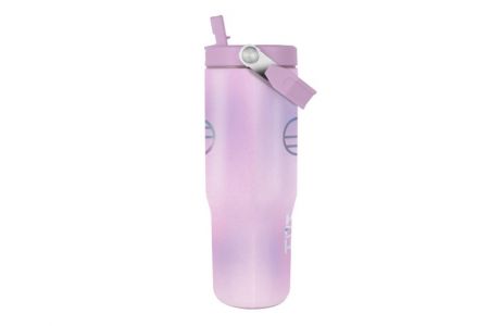 Hrnek cestovní s uchem s brčkem 850ml K-pop Demon Hunters/Lovkyně démonů kov/plast 24cm v
