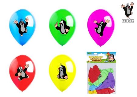 Balonek/Balonky nafukovací Krtek 12" průměr 30 cm 5ks v sáčku 13,5x18cm karneval