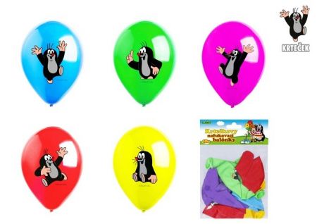 Balonek/Balonky nafukovací Krtek 12" průměr 30 cm 5ks v sáčku 13,5x18cm karneval