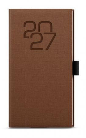 Diář týdenní - Jakub - Fabric - kapesní - hnědá 2027, 7,5cm x 15cm, BTJ27-7-27