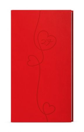 Diář týdenní - Jakub - Vivella s ražbou - kapesní - červená - Srdce 2027, 7,5cm x 15cm, BT