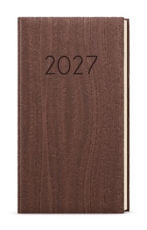 Diář týdenní - Jakub - Wood - kapesní - hnědá 2027, 7,5cm x 15cm, BTJk65-7-27