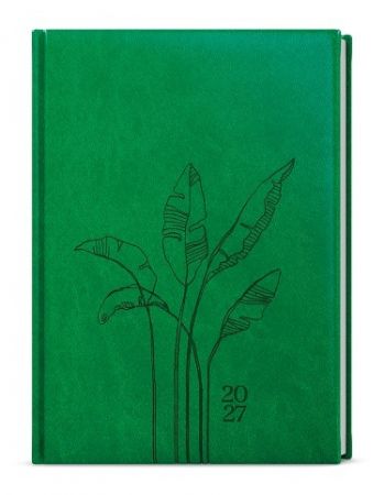 Diář týdenní - Oskar - Vivella s ražbou - A5 - jasně zelená - ListyC79 2027, 14,3cm x 20,5