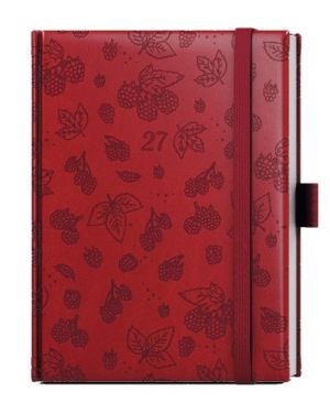 Diář týdenní - Prokop - Vivella extra - B6 - bordó - Maliny 2027, 12cm x 16,5cm, BTP62-3-2