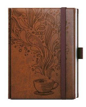 Diář týdenní - Prokop - Vivella extra - B6 - hnědá - Káva 2027, 12cm x 16,5cm, BTP62-7-27