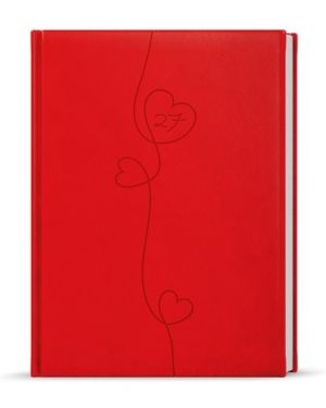 Diář týdenní - Prokop - Vivella s ražbou - B6 - červená - Srdce 2027, 12cm x 16,5cm, BTP61