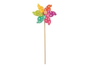 Větrník 8814 barevný s puntíky, 9 cm + špejle
