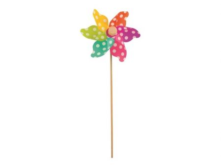 Větrník 8814 barevný s puntíky, 9 cm + špejle