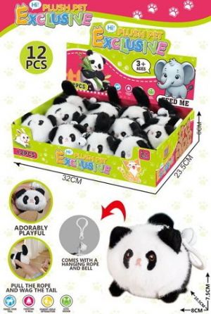 Přívěsek plyšový natahovací panda 10,5 cm